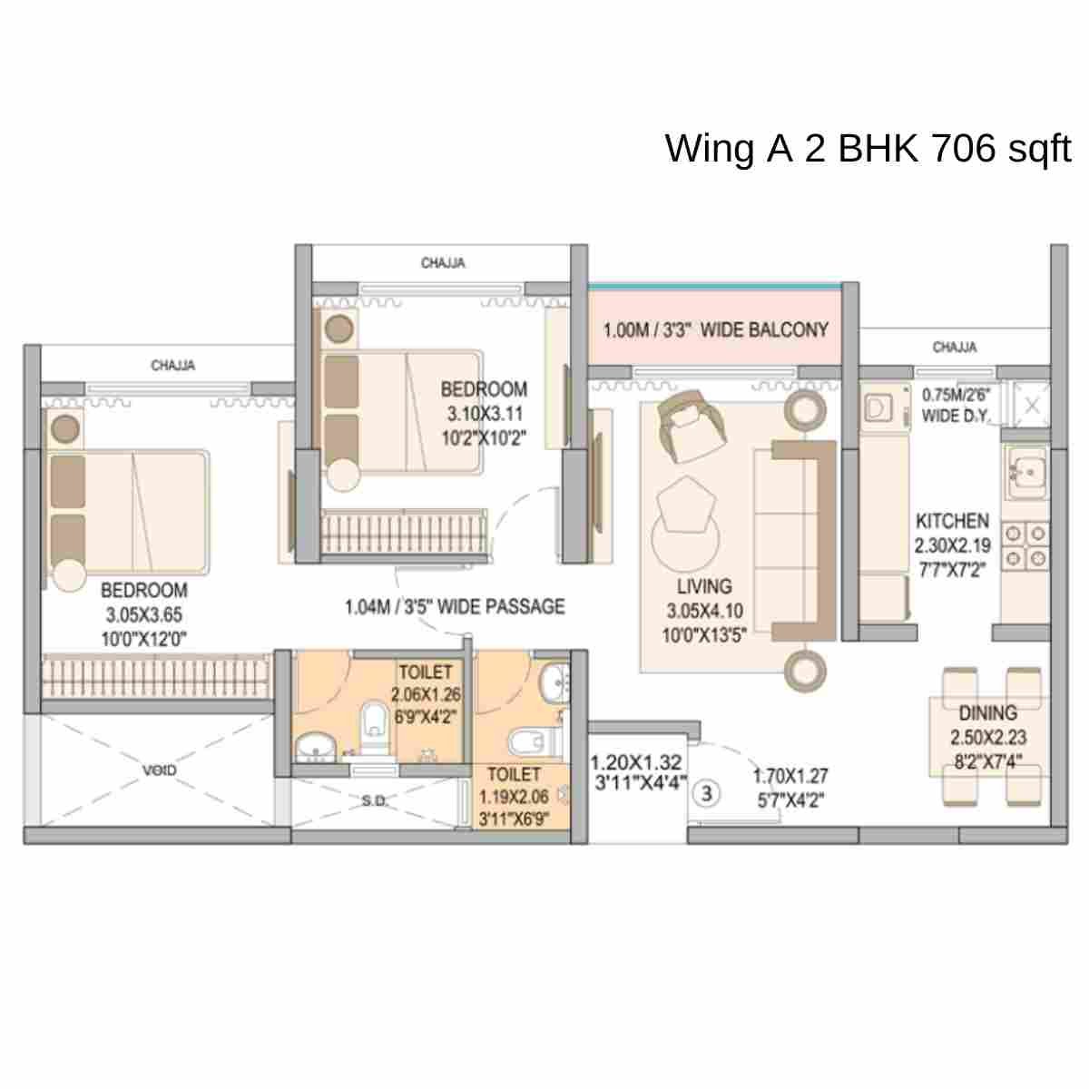 Vasant-Blossom-Floor-Plan-Wing-A-2-BHK-706-sqft